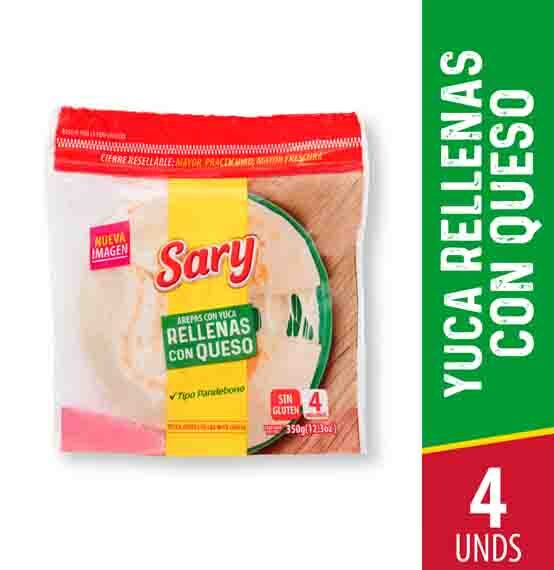 Arepas Sary Con Yuca Rellenas De Queso *4 Und