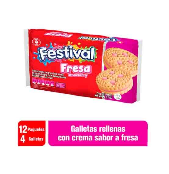 Galleta Festival Bolsa*12 Unds Fresa
