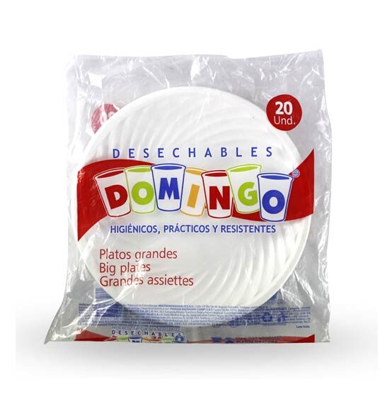 Platos Desechable Domingo Gde*20 Unds