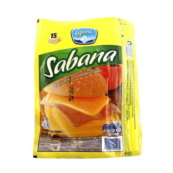 Queso Alpina Sabana 15 Taj*250Grms