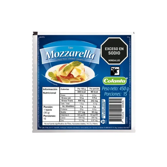 Queso Colanta Mozarella*450 Gr Entero
