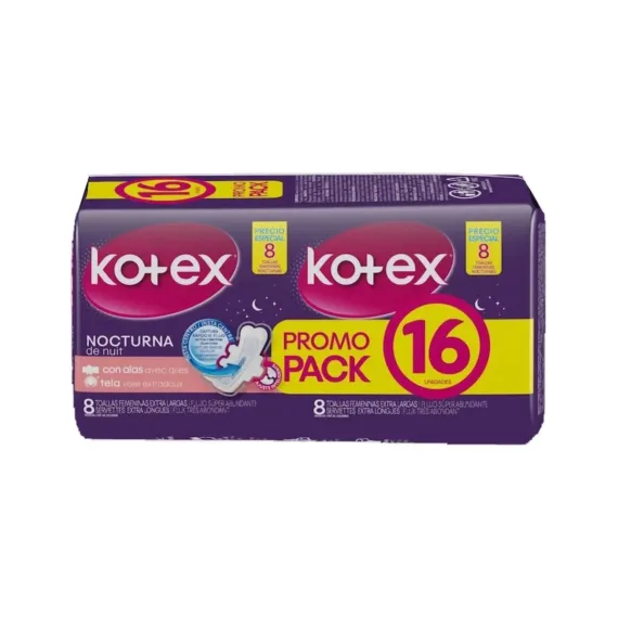 Toalla Hig.Kotex Nocturna *8 Unds*2