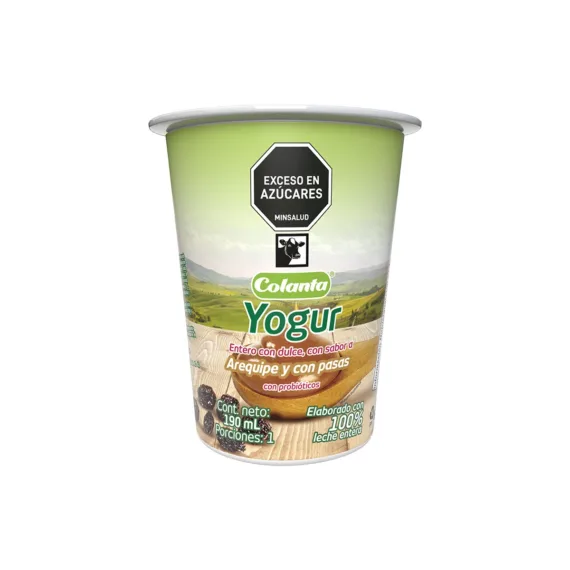 Yogurt Colanta Vaso*190 Ml Arequipe Pasas